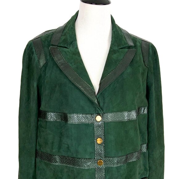 New Worth Genuine Suede Leather Dark Green Jacket Size 14 - Picture 7 of 16